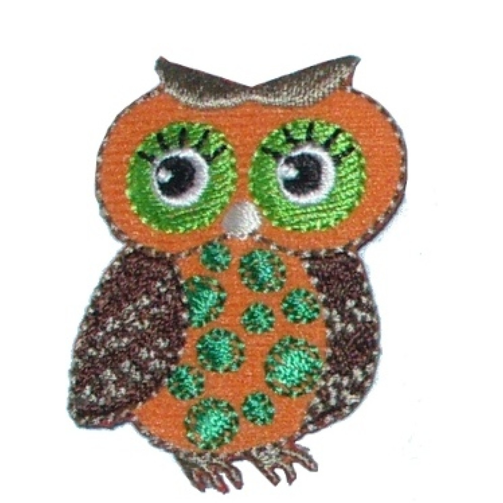 Iron-on Embroidery Sticker - Orange Owl